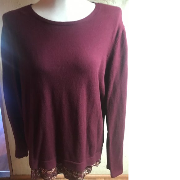 J, Jill Burgundy Oversize Sweater Size L - Picture 2 of 8